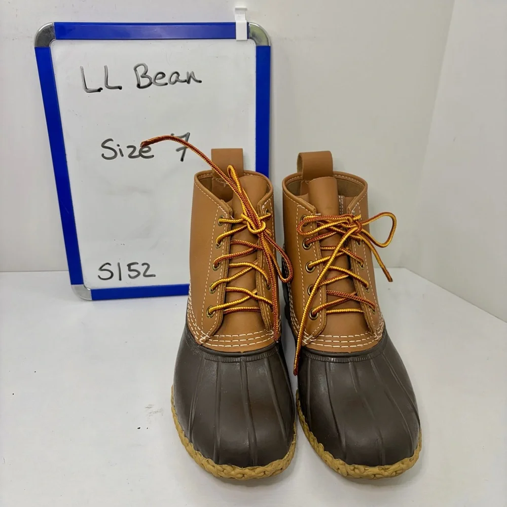 L.L. Bean Classic Bean Boot Tan Leather Brown Lace Up Waterproof Boots Size 7